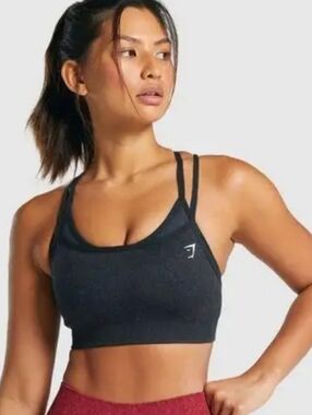 Gymshark Heather Gray Adapt Fleck Seamless Strappy Sports Bra
